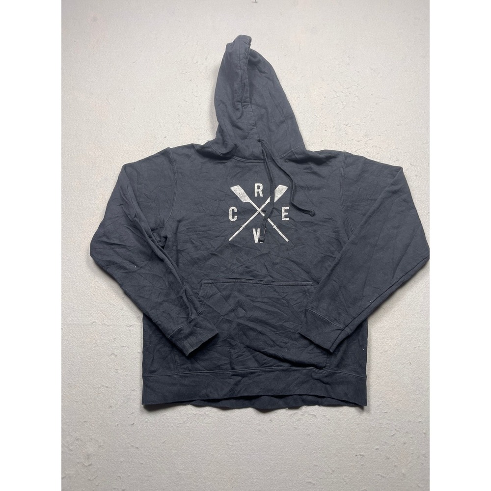 Port & Company Fan Favorite Hoodie Mens M Black Ring Spun Crew Graphic Excellent
